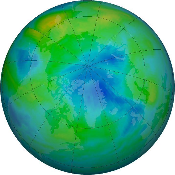 Arctic ozone map for 09 October 1983